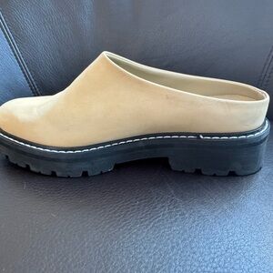 Jenni Kayne Beige Mules with Black Lug Sole